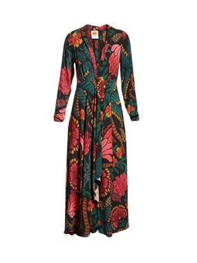 farm rio brown dotted horses maxi dress FARM Rio Dotted Horse Tiered Maxi Dress Brown Size S(4-6) NWT MSRP: $315  Fall